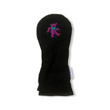 Purple Bear Patch on Black Sherpa Fleece Headcover