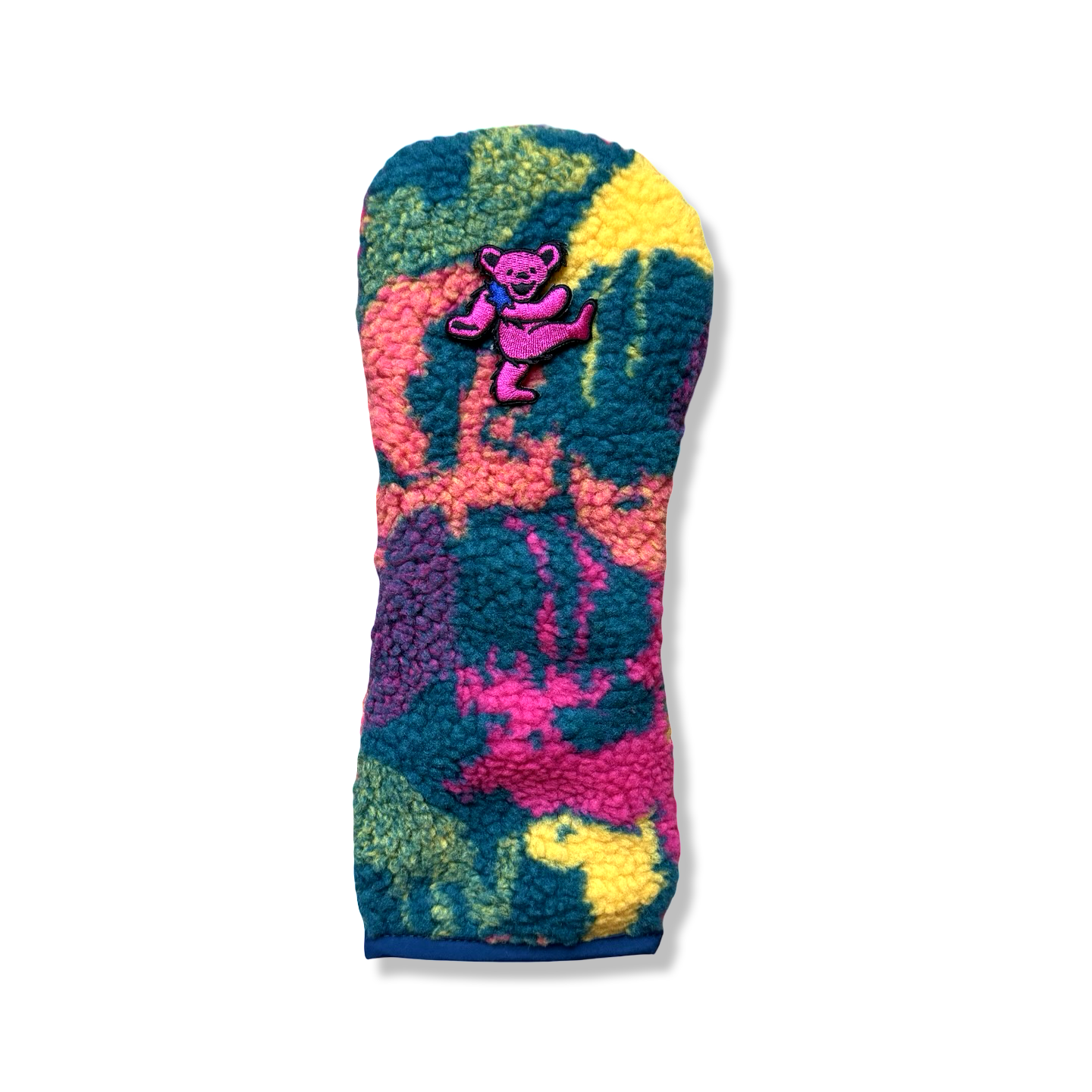 Pink Bear Patch Sherpa Fleece Headcover