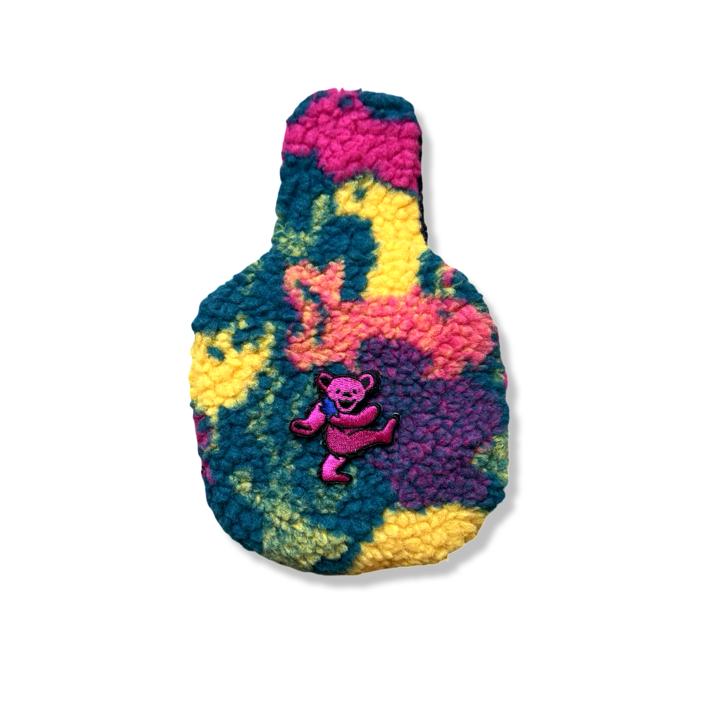 Pink Bear Patch Sherpa Fleece Headcover