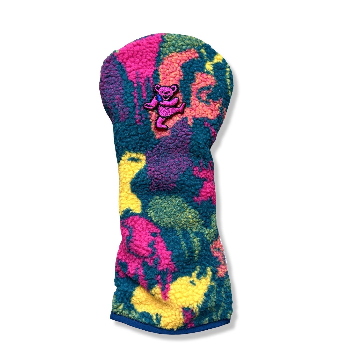 Pink Bear Patch Sherpa Fleece Headcover