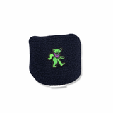 Green Bear Patch Sherpa Fleece Headcover (Navy)