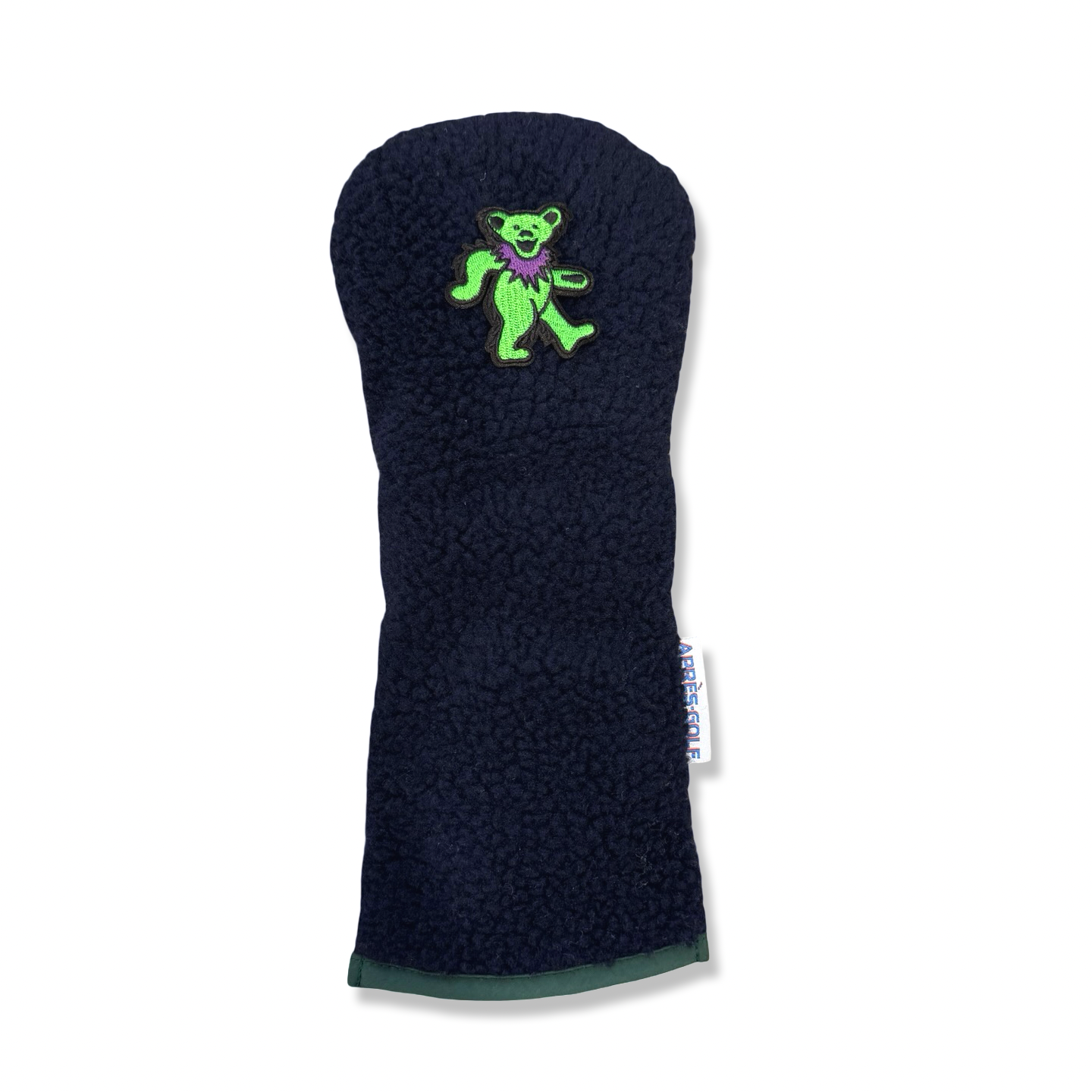 Green Bear Patch Sherpa Fleece Headcover (Navy)