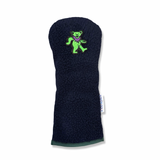Green Bear Patch Sherpa Fleece Headcover (Navy)