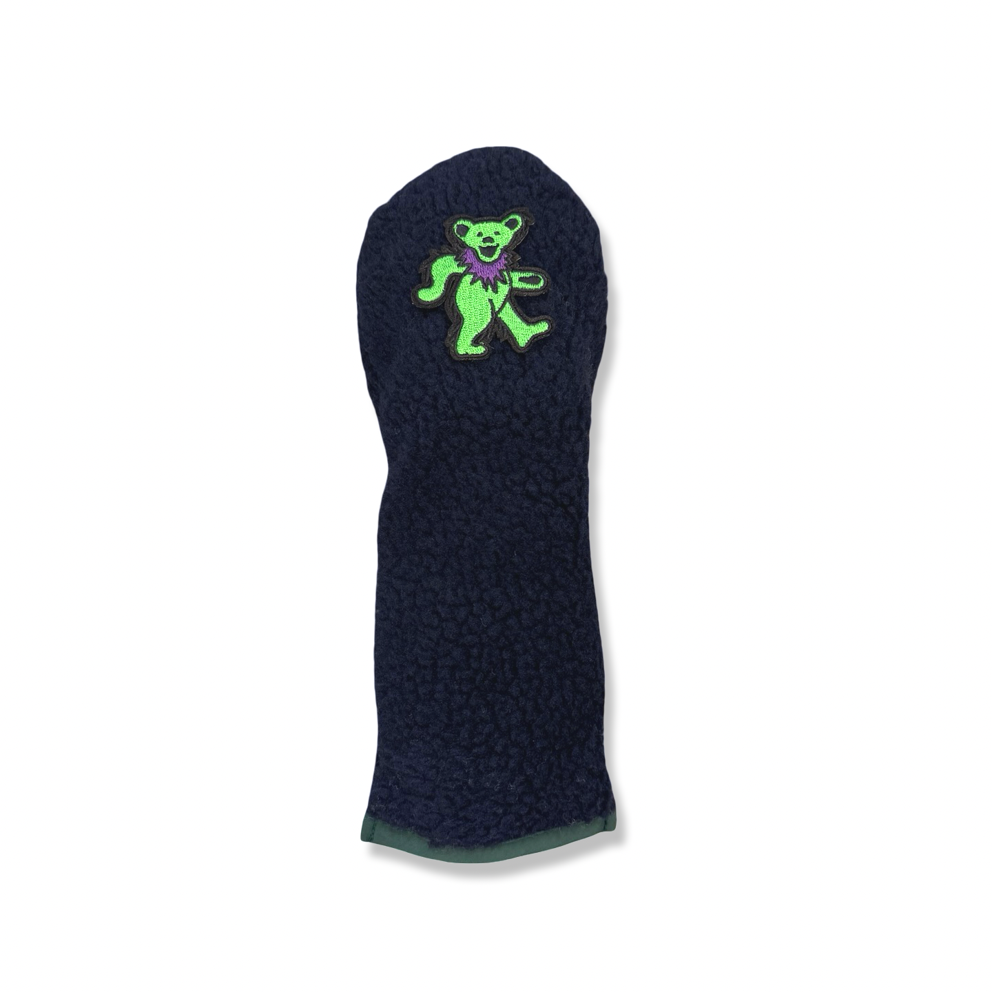Green Bear Patch Sherpa Fleece Headcover (Navy)