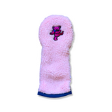 Pink Bear Patch Sherpa Fleece Headcover