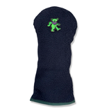 Green Bear Patch Sherpa Fleece Headcover (Navy)